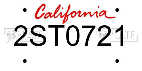 2ST0721 California License Plate