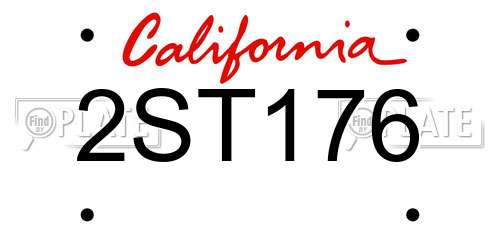2ST176 California License Plate