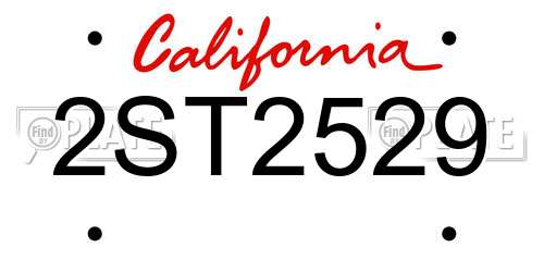 2ST2529 California License Plate