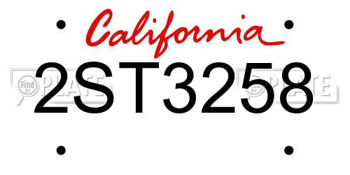 2ST3258 California License Plate
