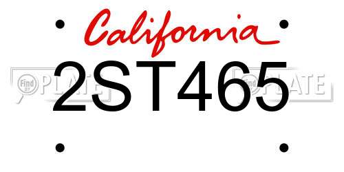 2ST465 California License Plate