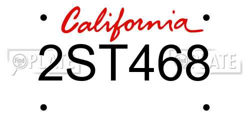 2ST468 California License Plate