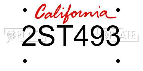2ST493 California License Plate
