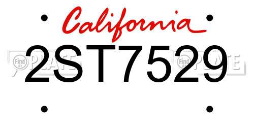 2ST7529 California License Plate