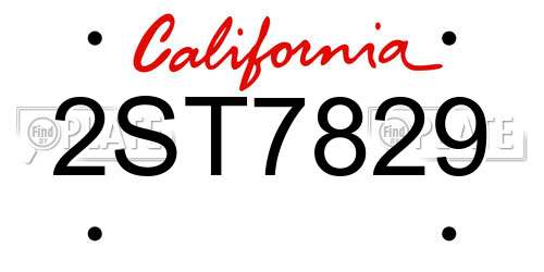 2ST7829 California License Plate