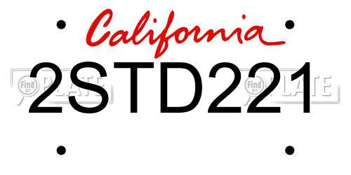 2STD221 California License Plate