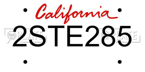2STE285 California License Plate