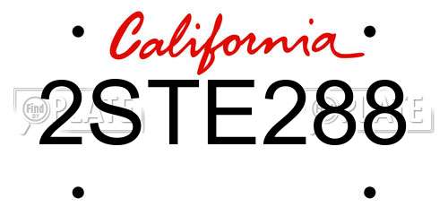 2STE288 California License Plate