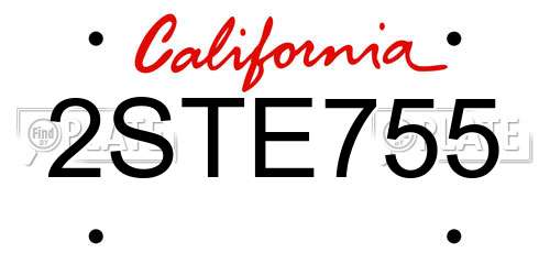 2STE755 California License Plate