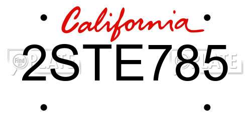 2STE785 California License Plate