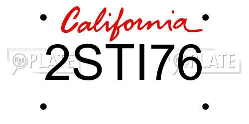 2STI76 California License Plate