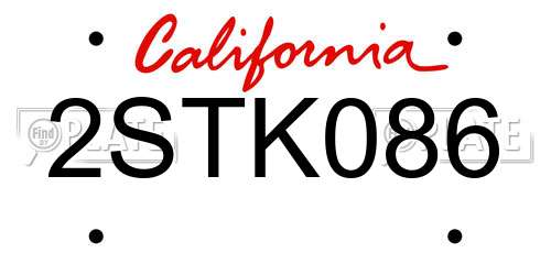 2STK086 California License Plate