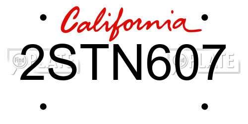 2STN607 California License Plate