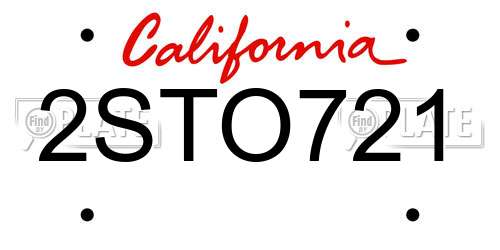 2STO721 California License Plate