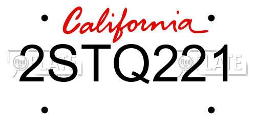 2STQ221 California License Plate