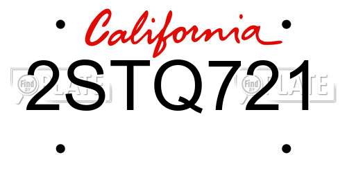 2STQ721 California License Plate