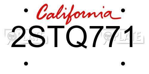 2STQ771 California License Plate