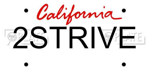 2STRIVE California License Plate
