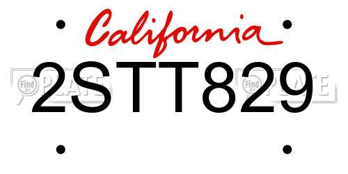 2STT829 California License Plate