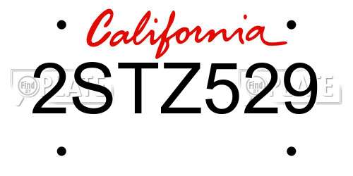 2STZ529 California License Plate