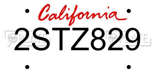 2STZ829 California License Plate