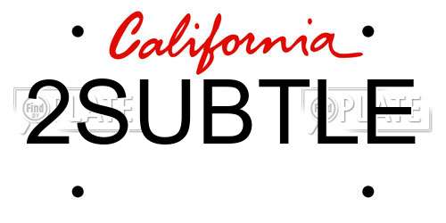2SUBTLE California License Plate