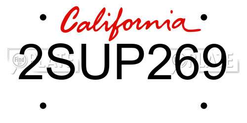 2SUP269 California License Plate