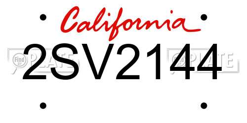 2SV2144 California License Plate
