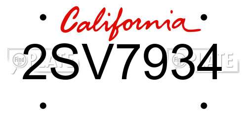 2SV7934 California License Plate