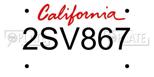 2SV867 California License Plate