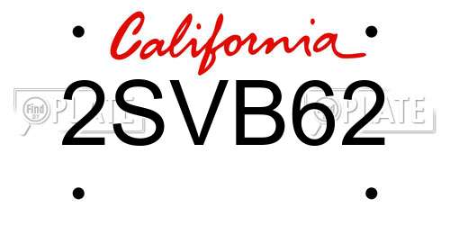 2SVB62 California License Plate