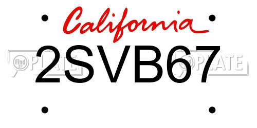 2SVB67 California License Plate