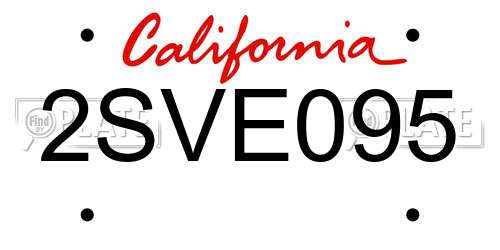 2SVE095 California License Plate