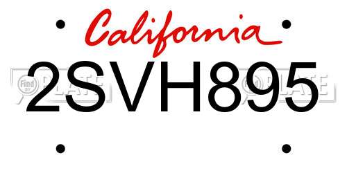 2SVH895 California License Plate