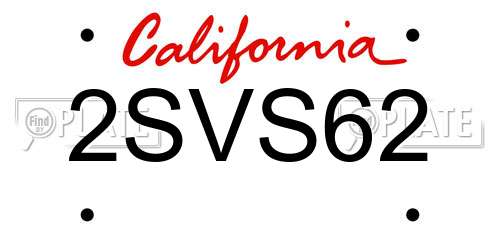 2SVS62 California License Plate