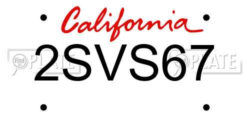 2SVS67 California License Plate