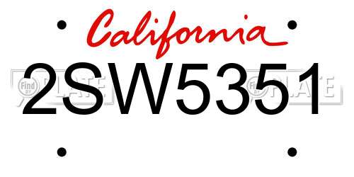 2SW5351 California License Plate