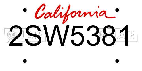 2SW5381 California License Plate