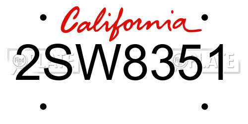 2SW8351 California License Plate