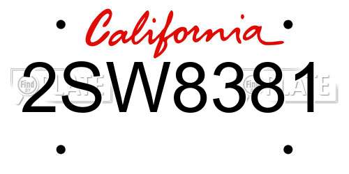 2SW8381 California License Plate
