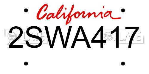 2SWA417 California License Plate