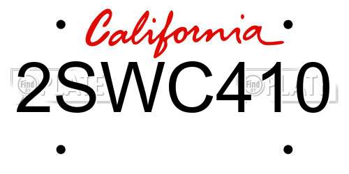 2SWC410 California License Plate