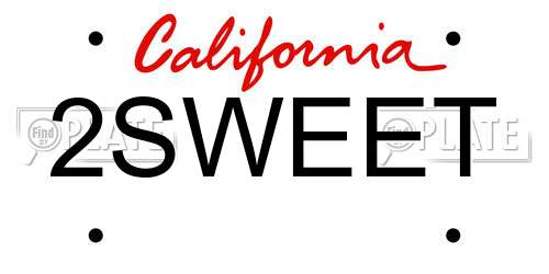 2SWEET California License Plate