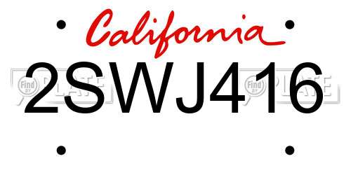 2SWJ416 California License Plate