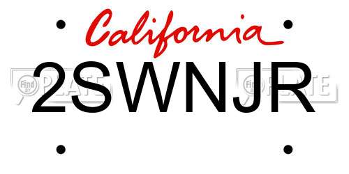 2SWNJR California License Plate