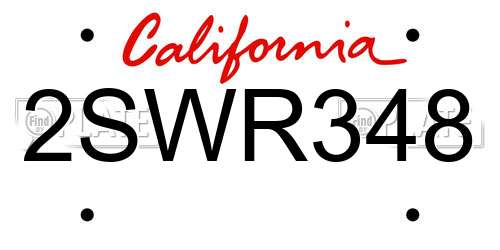 2SWR348 California License Plate