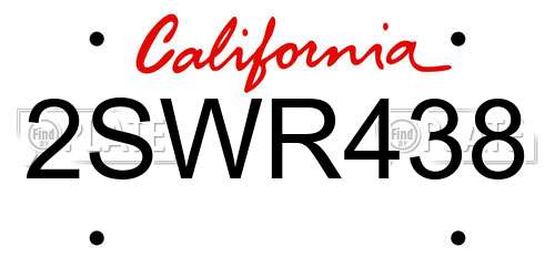 2SWR438 California License Plate