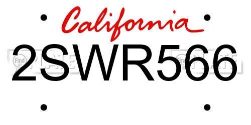 2SWR566 California License Plate