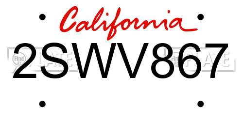 2SWV867 California License Plate