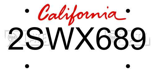 2SWX689 California License Plate
